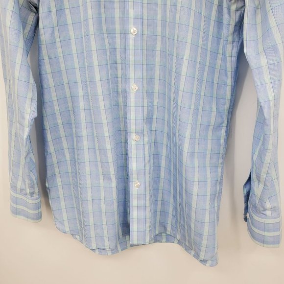 Bonobos Tailored Slim Fit Wrinkle Free Blue Plaid Button Down Shirt 16.5 - Picture 6 of 10